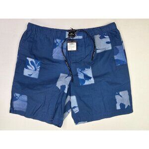 Club Monaco Size Medium Mens Navy Allover Print Drawstring Zipper Shorts NWT